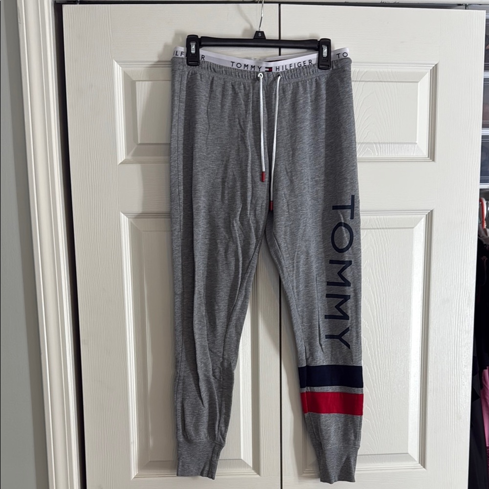 Tommy Hilfiger Gray Sweatpants with Logo and Stripes